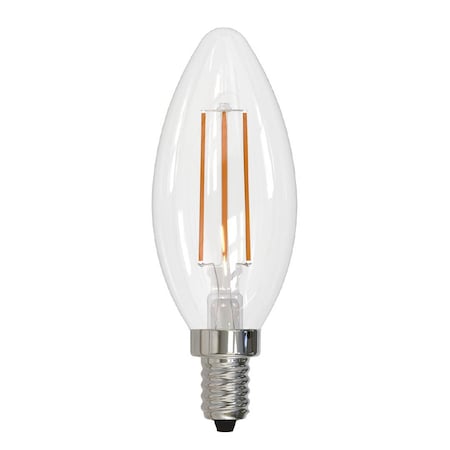 4 Watt Dimmable Clear Filament B11 Candelabra (E12) LED Light Bulb - 350 Lumens, 3000K, 4PK